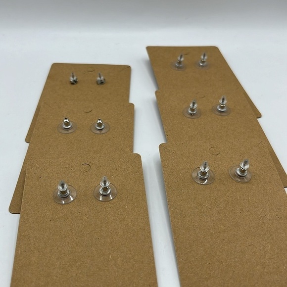 Stud Earrings 6 Pairs Shell Star Heart Cat Round with Rhinestones Ball Earrings - Picture 8 of 10